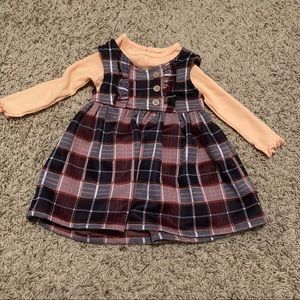 Nannette Baby long sleeve onesie with plaid jumper - 12 months